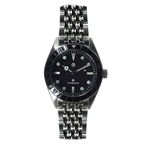 Mwc Classic 1960S Pattern Sterile Automatico Bracelet Acciaio Nero Grigio Data Zaffiro Orologio Uomo