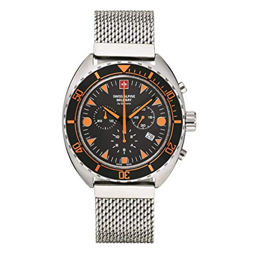 Swiss Alpine Militare Orologio Cronografo Da Uomo Analogico Al Quarzo 7066.9 Acciaio Inox - Argento/Argento/Schwarz-Or - 9139Sam