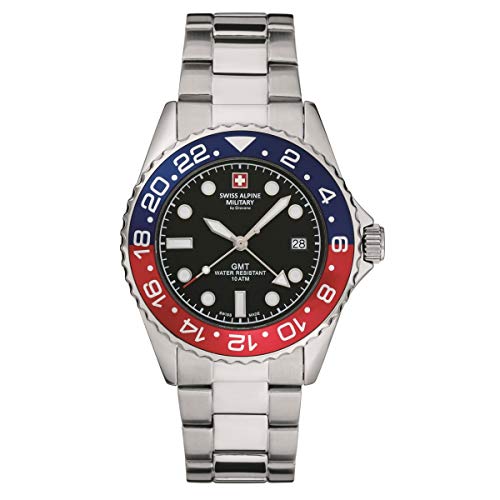 Swiss Alpine Military 7052 - Orologio Analogico Al Quarzo, Gmt, Da Uomo, In Acciaio Inox