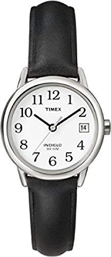 Timex T2H331 Orologio Da Donna Con Cinturino In Pelle Nera, Con Datario, Al Quarzo, Da 25 Mm