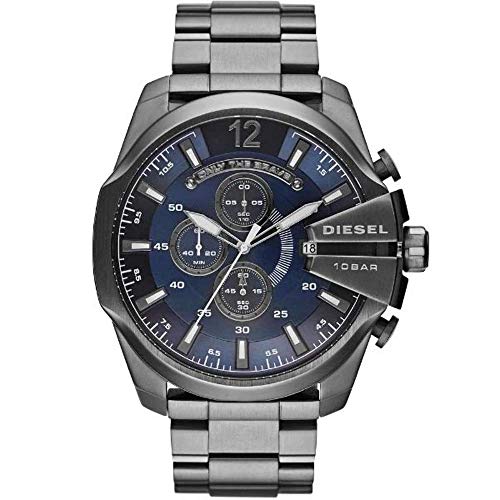 Diesel Orologio Mega Chief Da Uomo, Movimento Cronografo, Cassa In Acciaio Inossidabile Da 51 Mm Con Bracciale In Acciaio Inossidabile, Dz4329