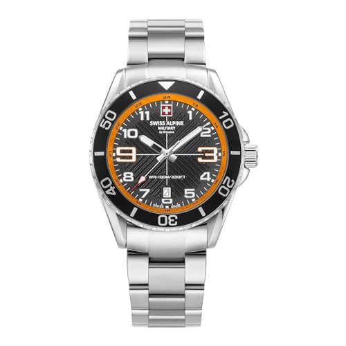 Swiss Alpine Military Orologio Da Uomo Analogico Al Quarzo 7029.1 Acciaio Inossidabile, Acciaio/Acciaio/Sw-Orange - 1139Sam