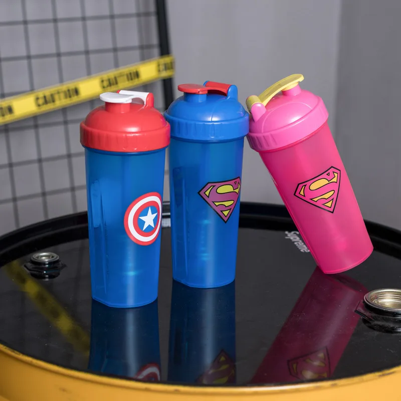 600Ml Avengers Batman Iron Man Shaking Cup Polvere Proteica Di Grande Capacità Tazza Di Plastica Palestra Sport Water Cup Film Regalo Periferico