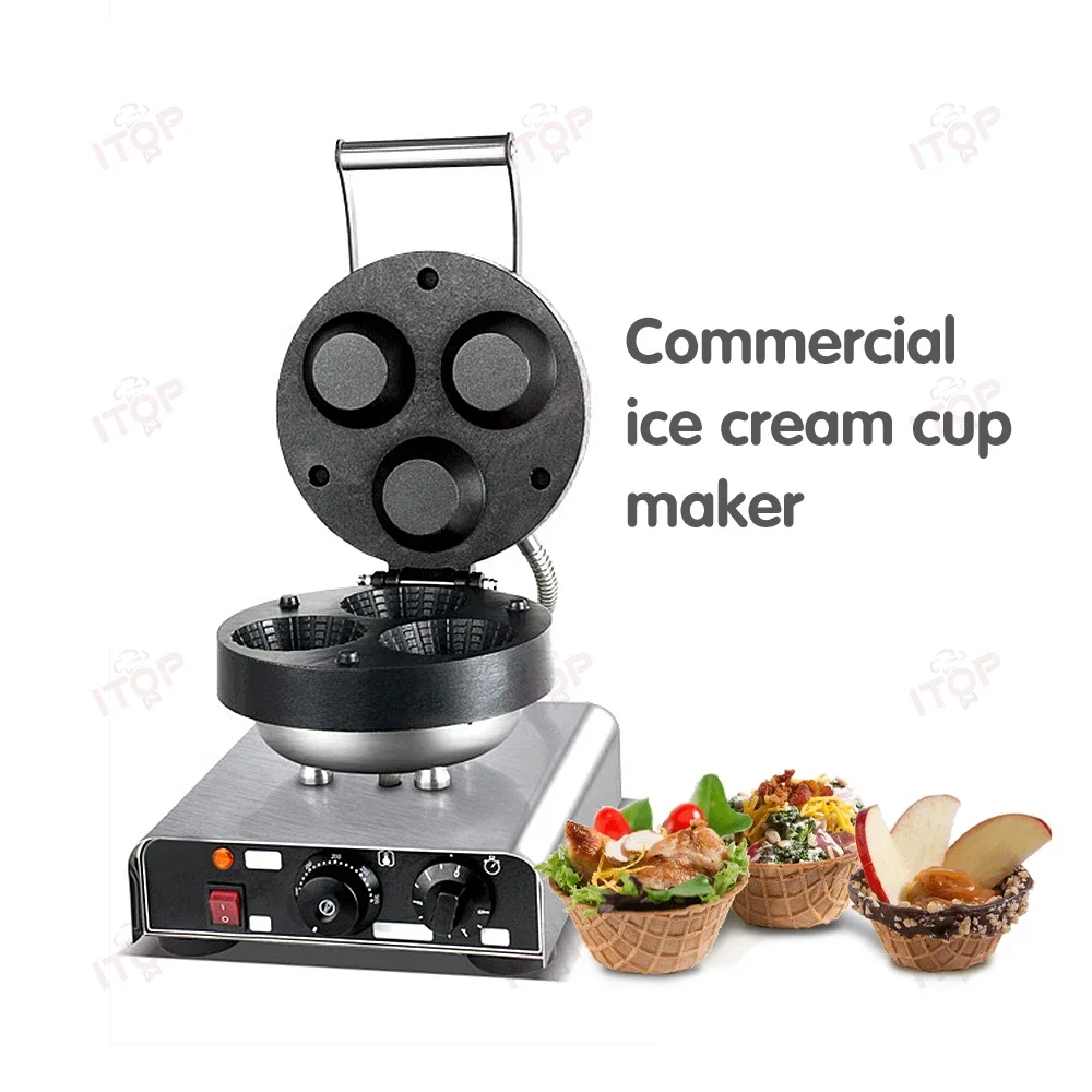 Lxchan Ice Cream Cup Waffle Maker Ice Cream Cup Cono Maker Rivestimento Antiaderente Commercial Cup Shape Waffle Snack Equipment