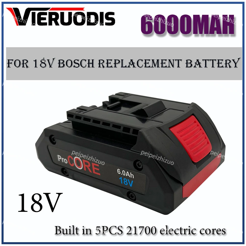 Per Bosch 18V 6.0Ah Batteria Di Ricambio Procore Per Bosch Professional System Cordless Tools Bat609 Bat618 Gba18V80 21700 Cell