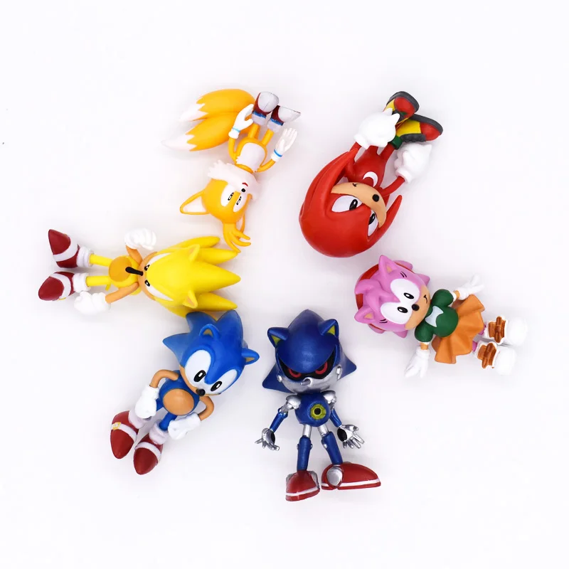 2021 Baby Mini Cute 6-Piece Sonic Character Toy Pvc Toy Sonic Shadow Tail Character Character Toy Bambini Animal Toy Set 6-7Cm