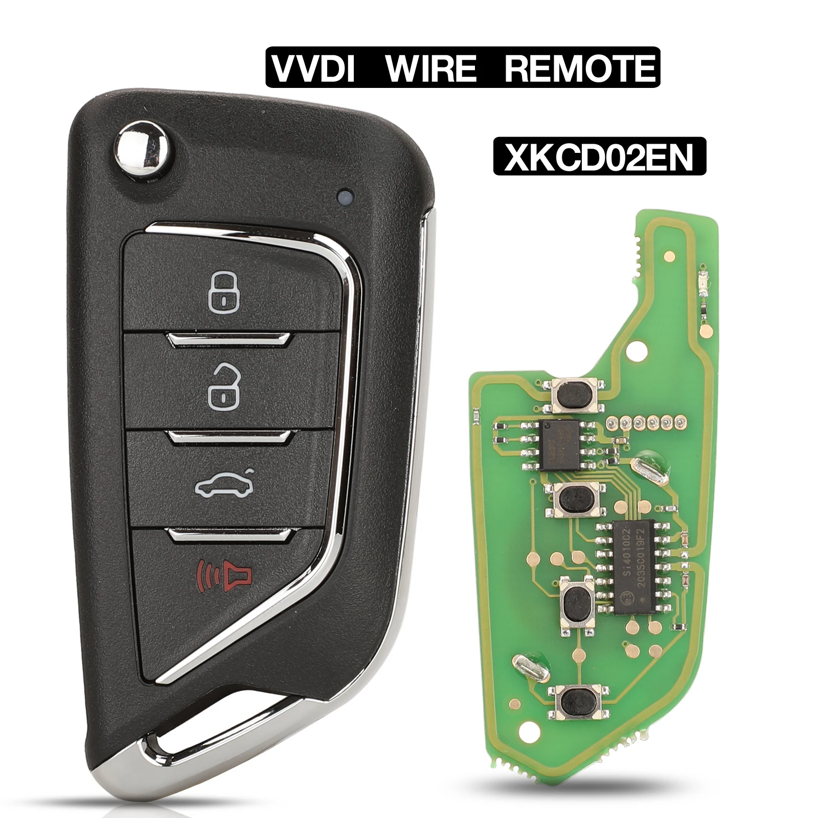 Jingyuqin 4 Pulsanti Xkcd02En Xhorse Vvdi Flip Floding Smart Wire Telecomando Universale Vvdi2 Chiave Per Auto Per Xhorse Vvdi Mini Key Tool