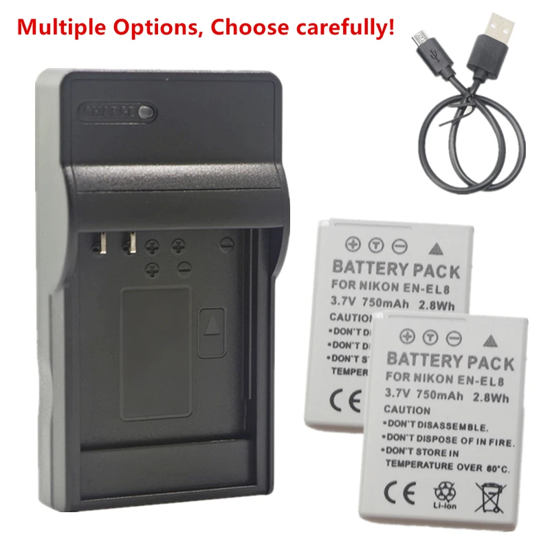 En-El8 Batteria O Caricabatterie Per Nikon Coolpix P1 P2 S1 S2 S3 S5 S6 S7 S7C S8 S9 S50 S50C S51 S51C S52 S52C Cool-Station Mv-11