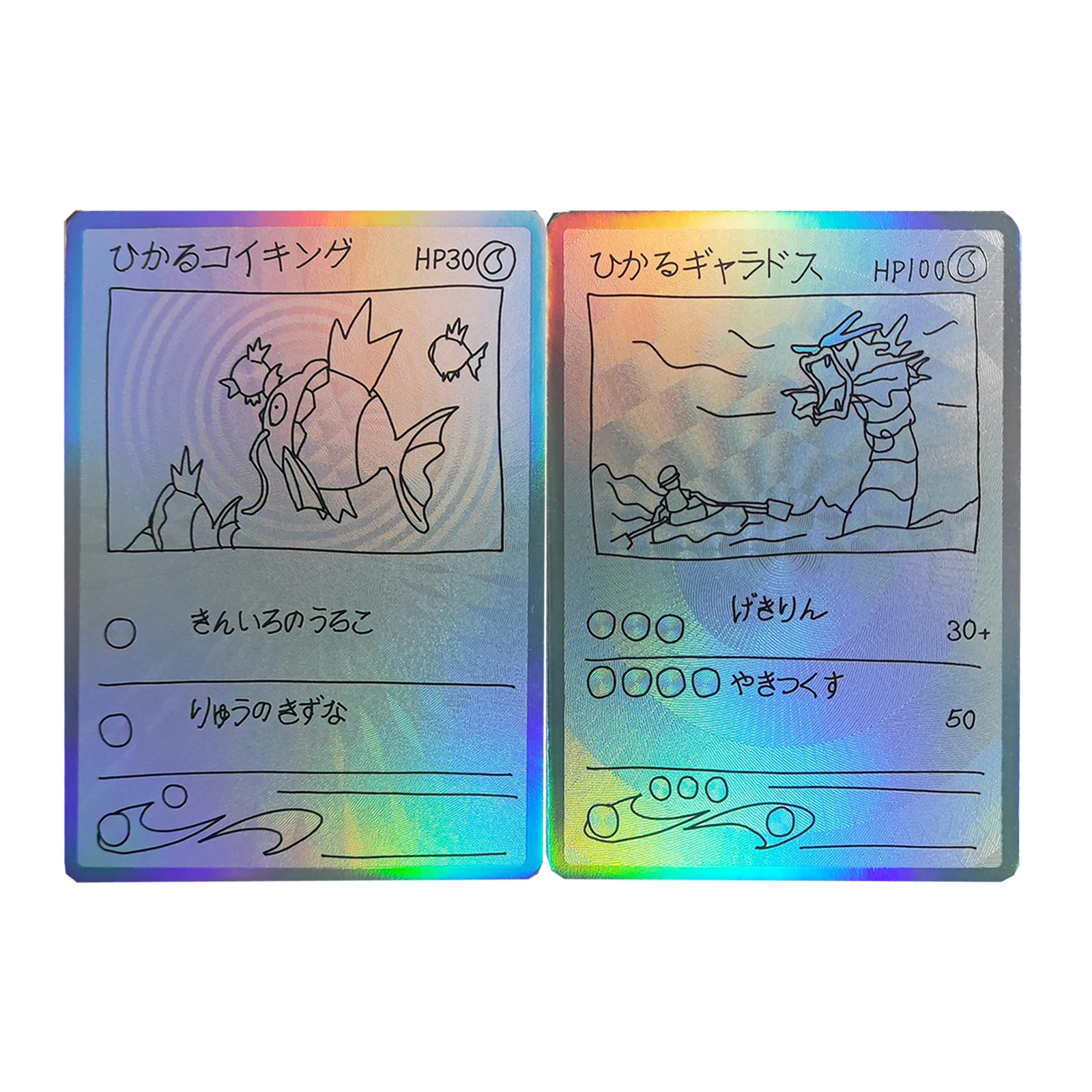 2 Pz/Set Fai Da Te Pokemon Ptcg Neo Series Magikarp Gyarados Collection Card Dipinta A Mano Rifrazione Colore Flash Card Giocattoli Regalo Anime