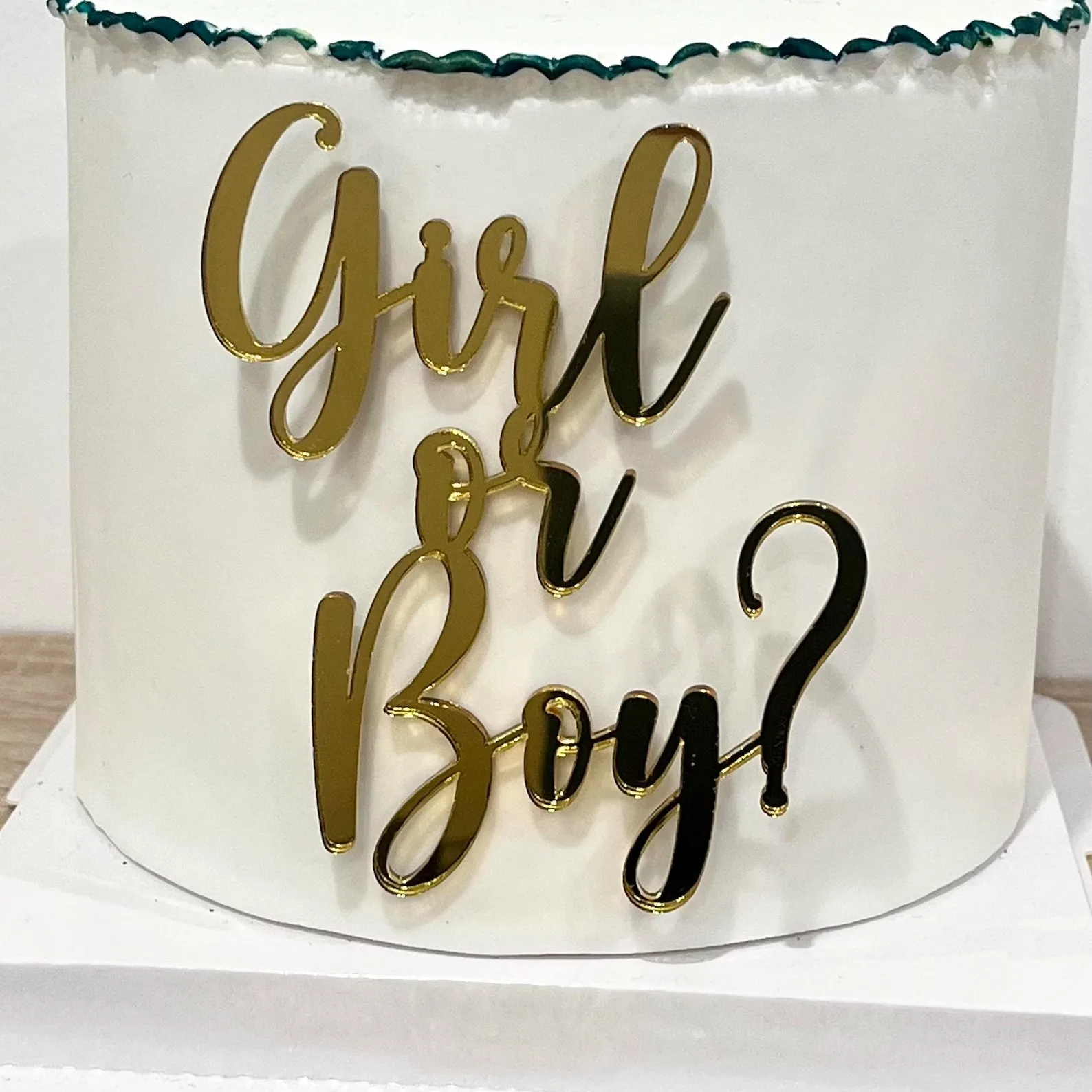 Gender Reveal Cake Topper Gold Boy O Girl Birthday Party Cake Charm Per Baby Shower Gift Dessert Decoration