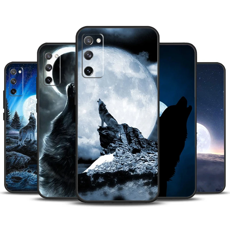 Custodia Moon Roaring Wolf Per Samsung Galaxy S24 Ultra S21 S22 S23 Plus S20 Fe S8 S9 S10 Note 10 20 Ultra Cover