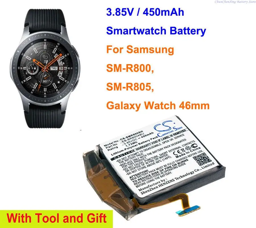 Batteria Smartwatch Greenbattery450Mah Eb-Br800Abu,Gh43-04855A Per Samsung Galaxy Watch 46Mm, Sm-R800, Sm-R805