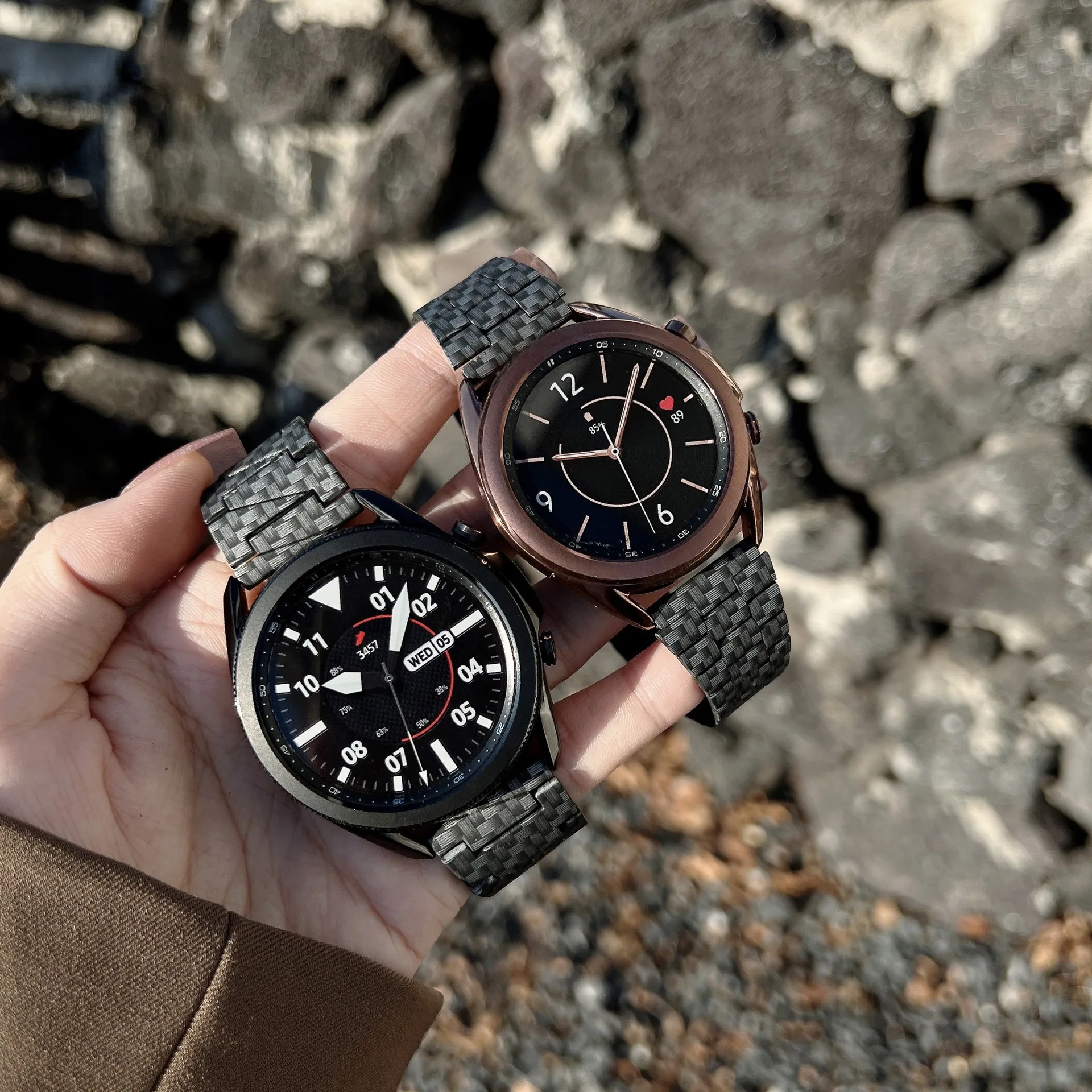 Lmitation Carbon Fiber Strap 20Mm 22Mm For Samsung Galaxy Watch Active 2/Gear S3/Amazfit Gts 3/Gtr 3/Huawei Gt 3 Pro Watch Band