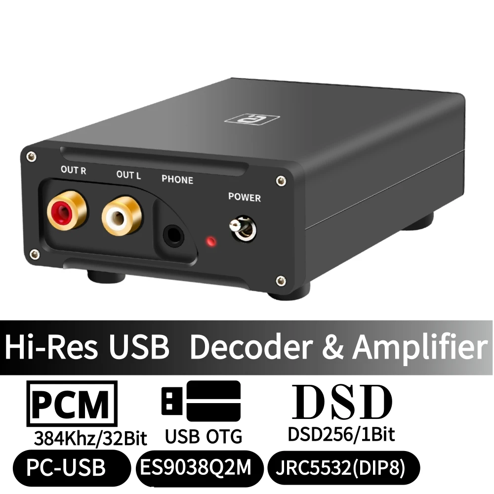 Ayino Cuffie Amplificatore Usb Dac Convertitore Audio 32Bit 384Khz Hifi Usb Decoder Dsd Es9038Q2M Decodifica Stereo Pc Otg Ps Gaming