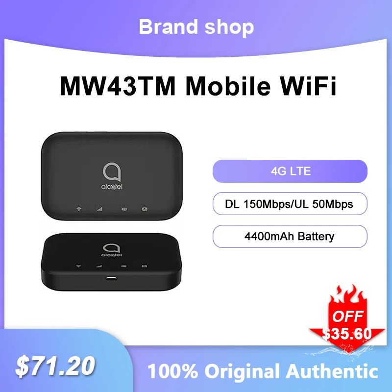 Sbloccato 4G Lte Router Alcatel Mw43Tm Outdoor Hotspot 4400Mah Mobile Wifi Portatile 150Mbps Modem Slot Per Sim Card Pocket Mifi