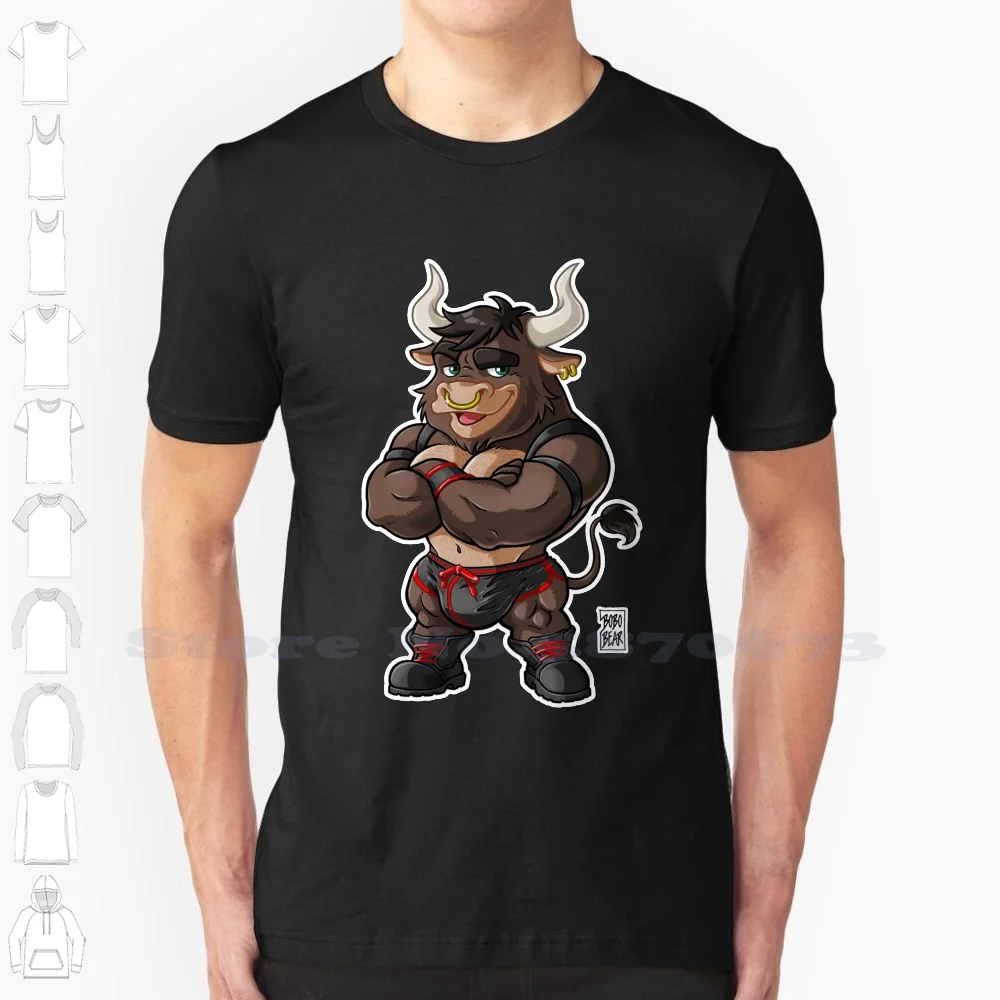 Beefy Bull (Dettagli Rossi) Bearzoo Series Maglietta Bianca Nera Per Uomo Donna Bobobear Bobobearart Bobo Bear Bear Week Bear