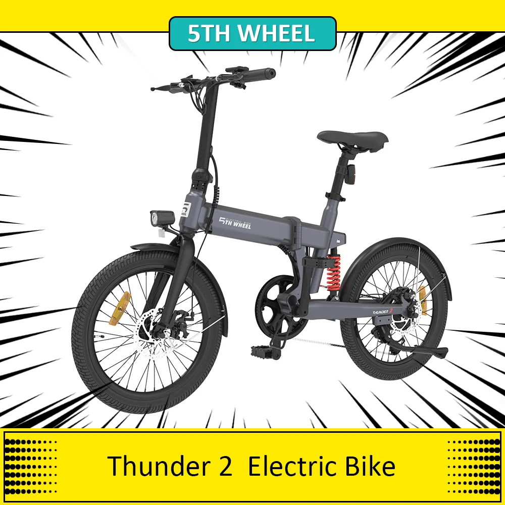 5Th Wheel Thunder 2 Bici Elettrica, Motore 250W, Batteria 36V 10.4Ah, Pneumatici In Gomma Da 20 "E-Bike Portatile Da Città 25 Km/H Velocità Massima,