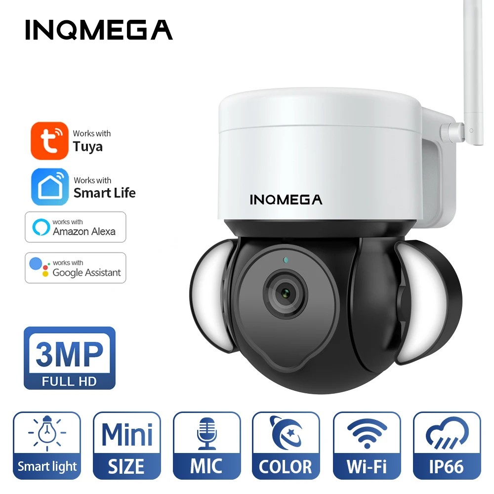 Inqmega Wifi Tuya Camera Ip Camera Wifi Smart Cloud 3Mp Videosorveglianza Outdoor Auto Tracking Google Home Alexa Ptz Ip Camera