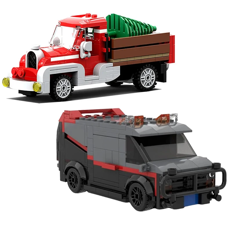 Nuova Auto Tecnica A-Team Van Swat Team Truck High-Tech Building Blocks Set City Police Station Car Christmas Car For Kids Gifts