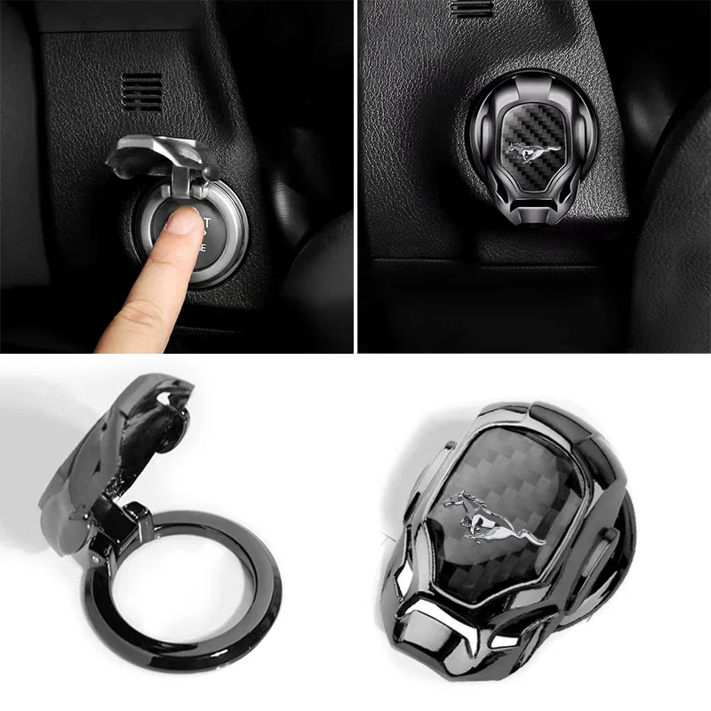 Car One Button Start Cover Protettiva Dispositivo Di Accensione Badge Sticker Per Mustang Spoiler Shelby Gt 350 500 Cobra E Focus 2 3 Mk3