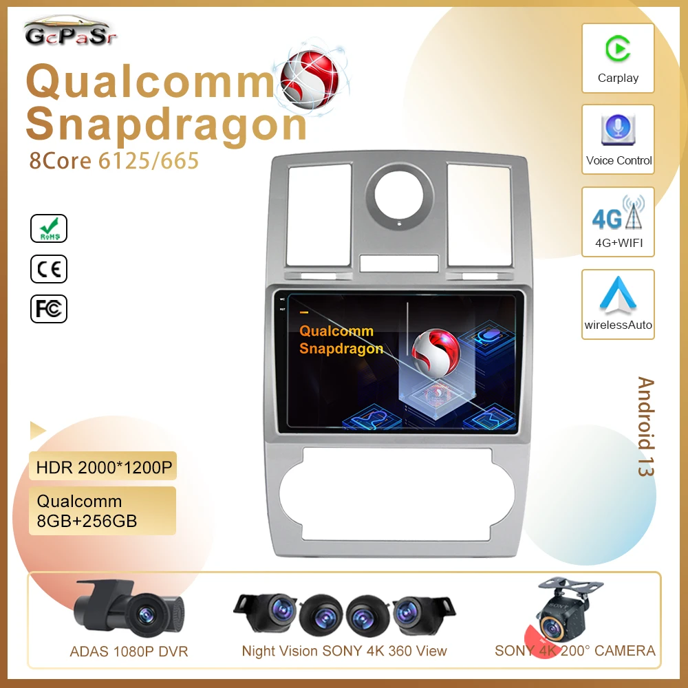 Qualcomm Android 13 Per Chrysler 300C 1 2004 - 2011 Radio Stereo Multimedia Player Navigazione Gps Radio Stereo Multimedia Player