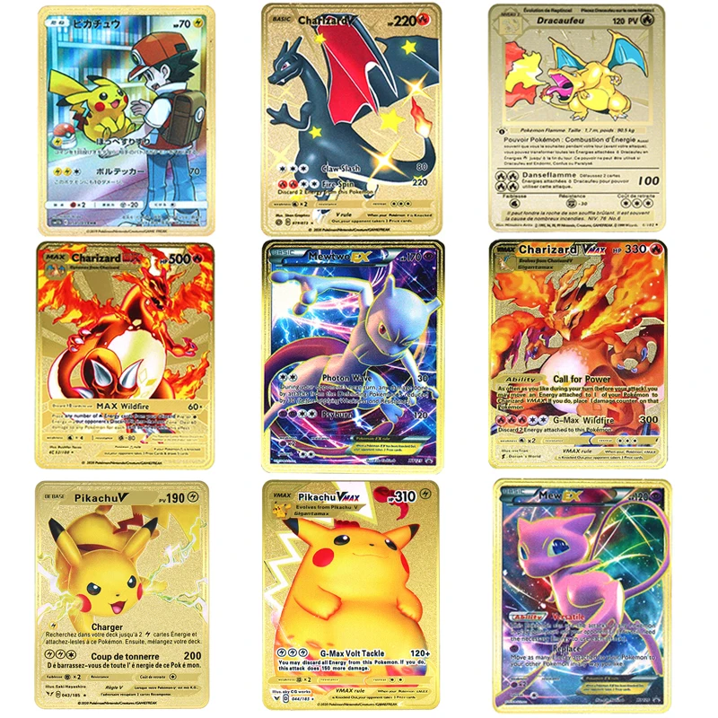 Pokemon 183200 High Mach Hp Raichu Inglese Giapponese Spagnolo Metallo Giant Card Mewtwo Pikachugx Charizard Vmax Collection Card