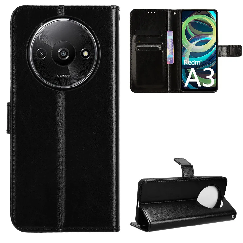 Per Xiaomi Redmi A3 Custodia Luxury Flip Pu Leather Wallet Lanyard Stand Case Per Xiaomi Redmi A3 A 3 Redmia3 Phone Bag