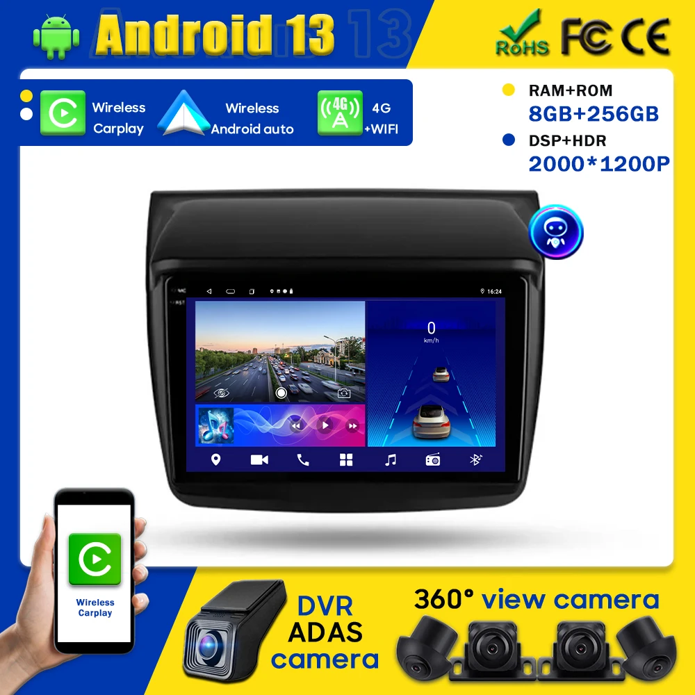 Android Car Multimedia Head Unit Gps Per Mitsubishi Pajero Sport 2 L200 Triton 2008-2016 Auto Radio Player Carplay No 2Din Dvd