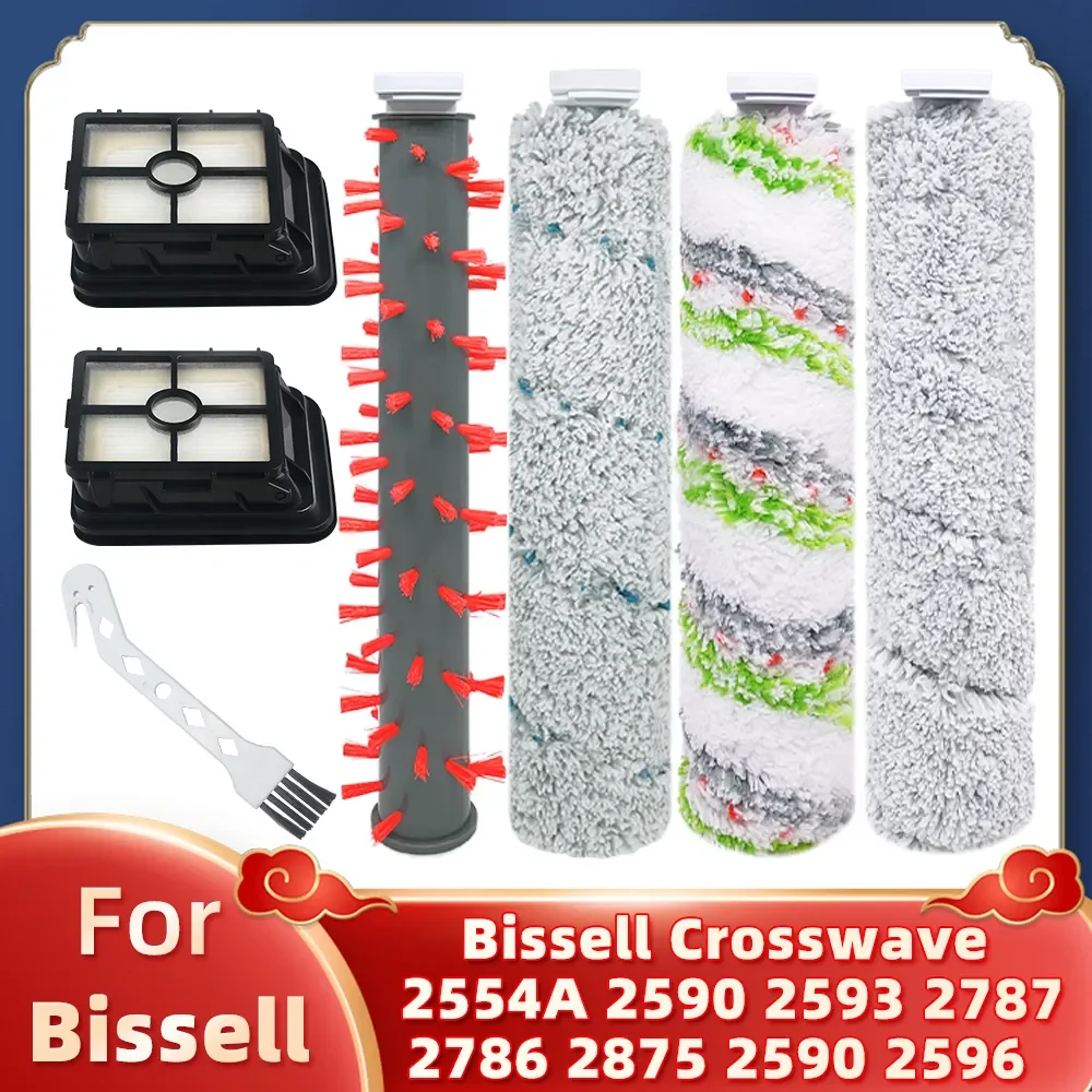 Brush Roller Hepa Filter Replacement For Bissell Crosswave Cordless Max 2554A,2590,2593,2787,2786 2875 2590 Vacuum Cleaner Parts