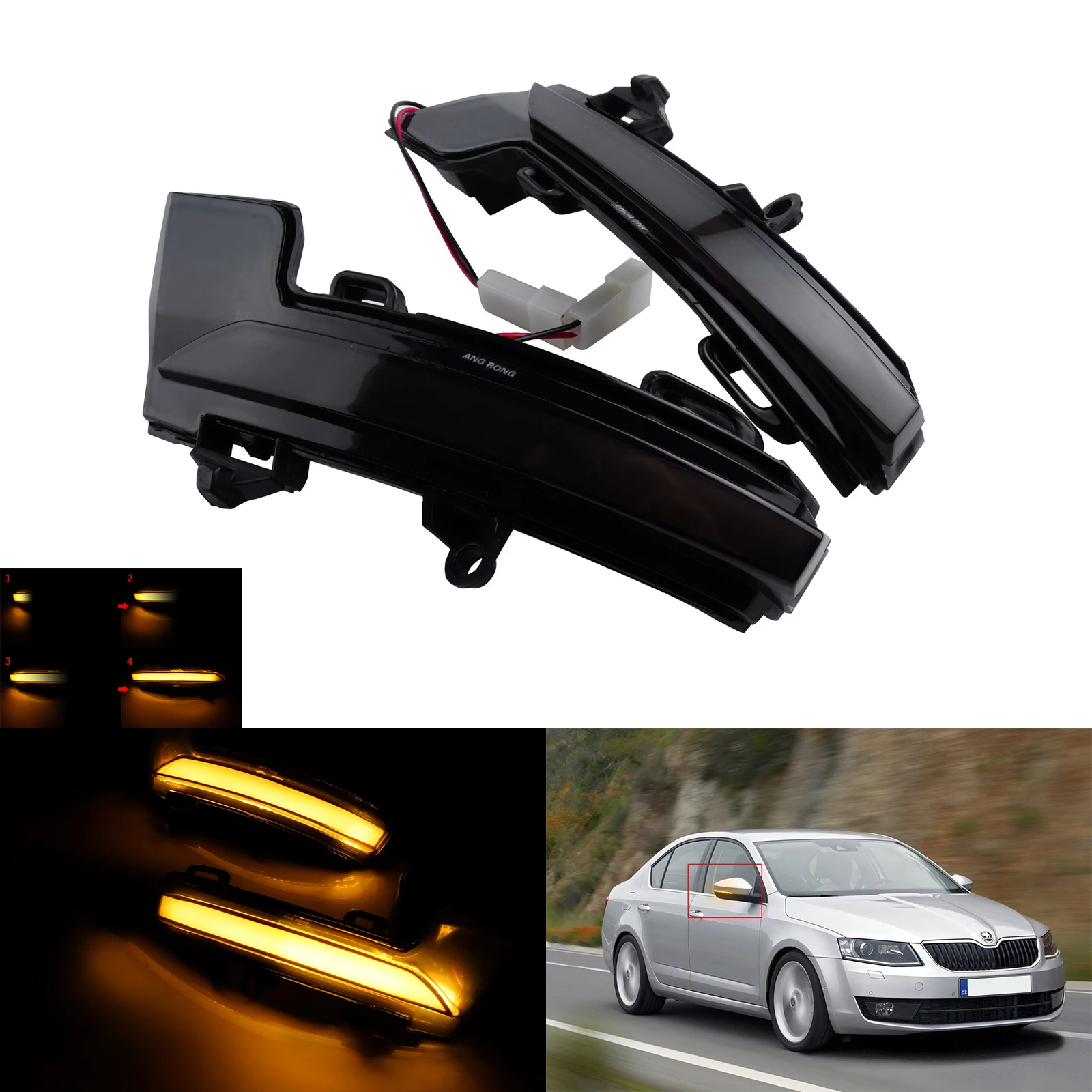 Indicatore Luminoso Dinamico A Led Per Specchietto Retrovisore Ambra Per Skoda Octavia Mk3 12-18