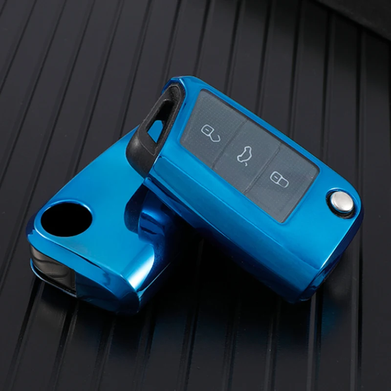 Per Vw Volkswagen Polo Golf 7 Mk7 Tiguan Per Skoda Octavia A7 Seat Soft Tpu Car Folding Key Case Cover Bag Shell Protector