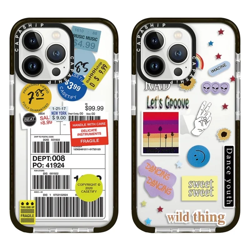 Lettera Cartoon Stickers Cartellini Dei Prezzi Custodia Per Iphone 15 14 13 12 11 Pro X Xs Xr Max 7 8 Plus Se Cover Posteriore Antiurto In Tpu Morbido