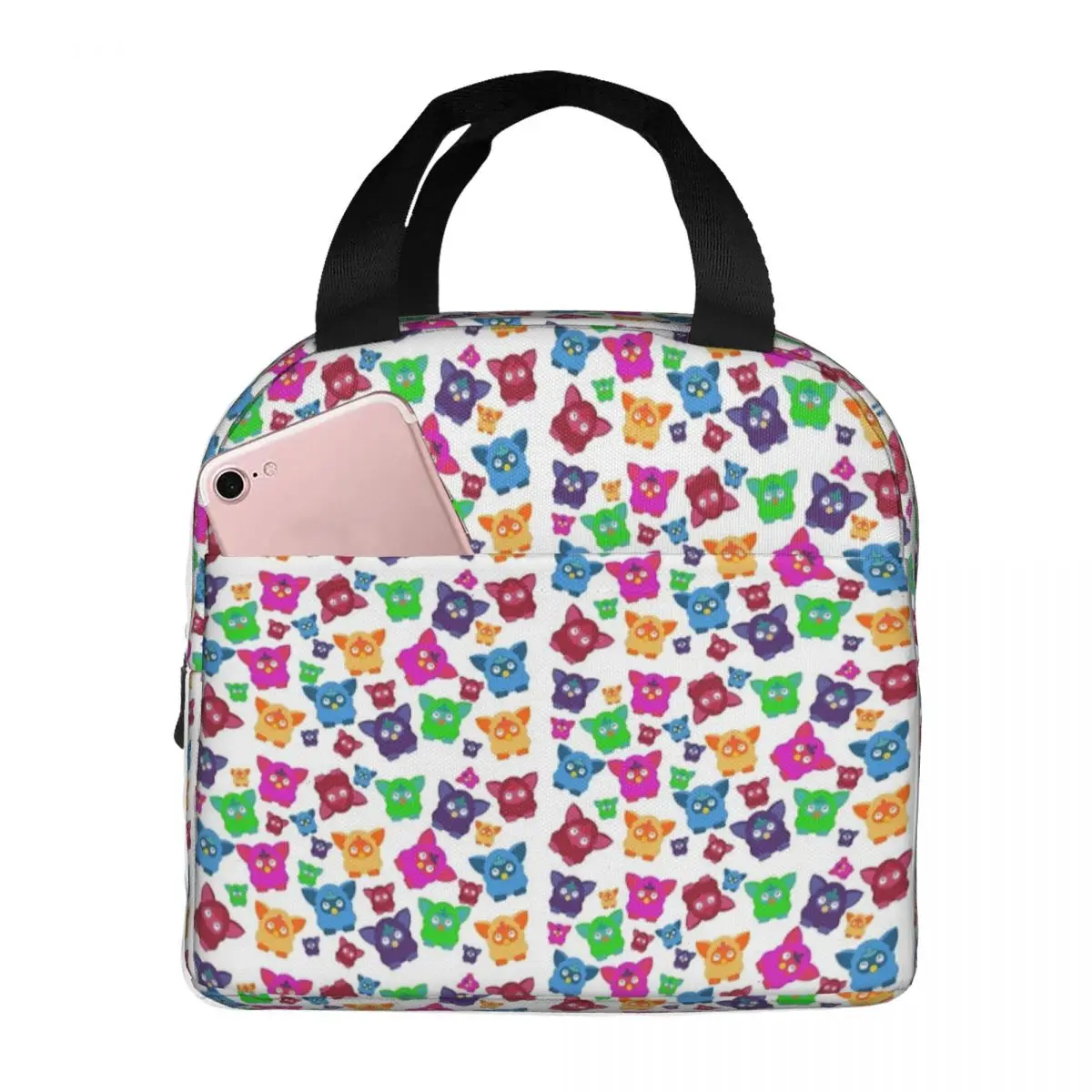 Furby 2000'S Decespues Design Pattern Lunch Bags Isolato Bento Box Portable Lunch Tote Picnic Bags Borsa Termica Per Donna Bambini