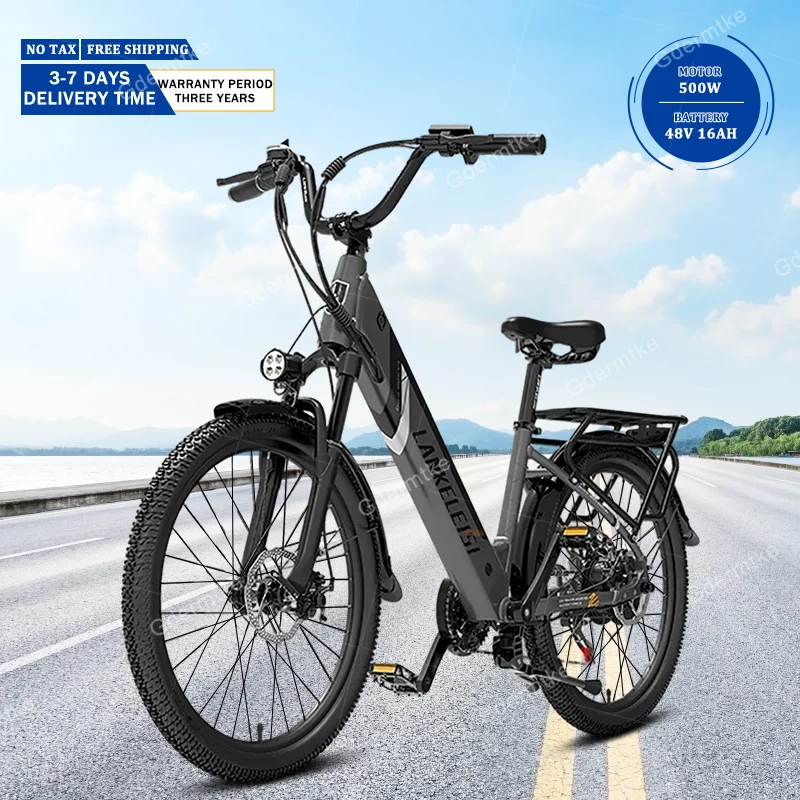Eu Stock 500W Motore 24 Pollici Bici Elettrica 48 V16Ah Batteria Al Litio Durata 60Km Spiaggia Neve Bici Elettrica City Travel E Bike