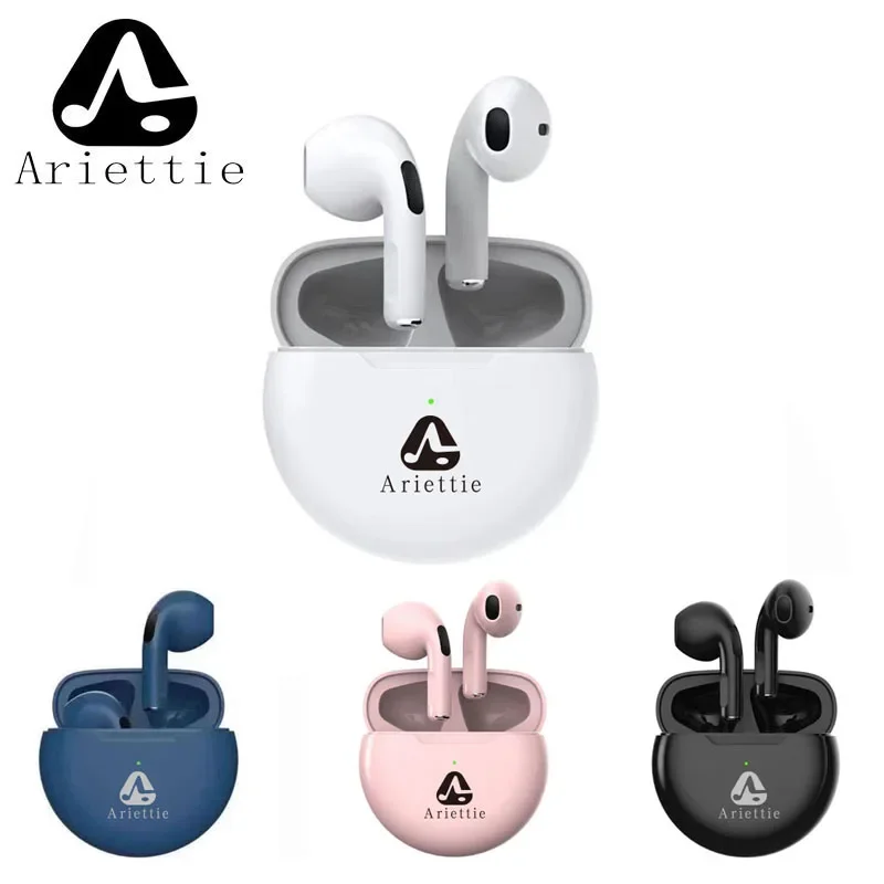 Ariettie Brand Pro 6 Auricolare Tws 9D Hifi Headset Bluetooth Music Earbuds Per Iphone Ios Android Wireless Pods Cuffie