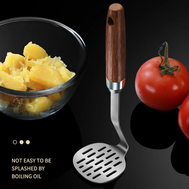 Schiacciapatate In Acciaio Inossidabile Con Manico In Legno Manuale Verdura Frutta Mud Press Juice Maker Food Crusher Kitchen Cooking Tools