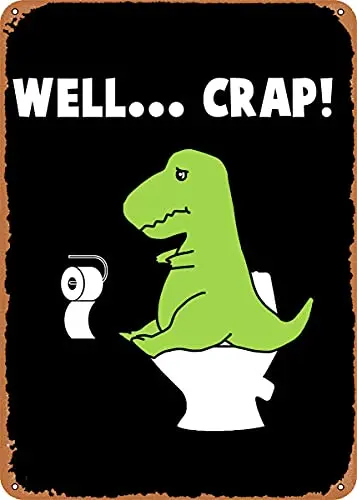T Rex Toilet Sign Vintage Look Metal Sign Brevetto Stampe D'Arte Regalo Retrò 8X12 Pollici