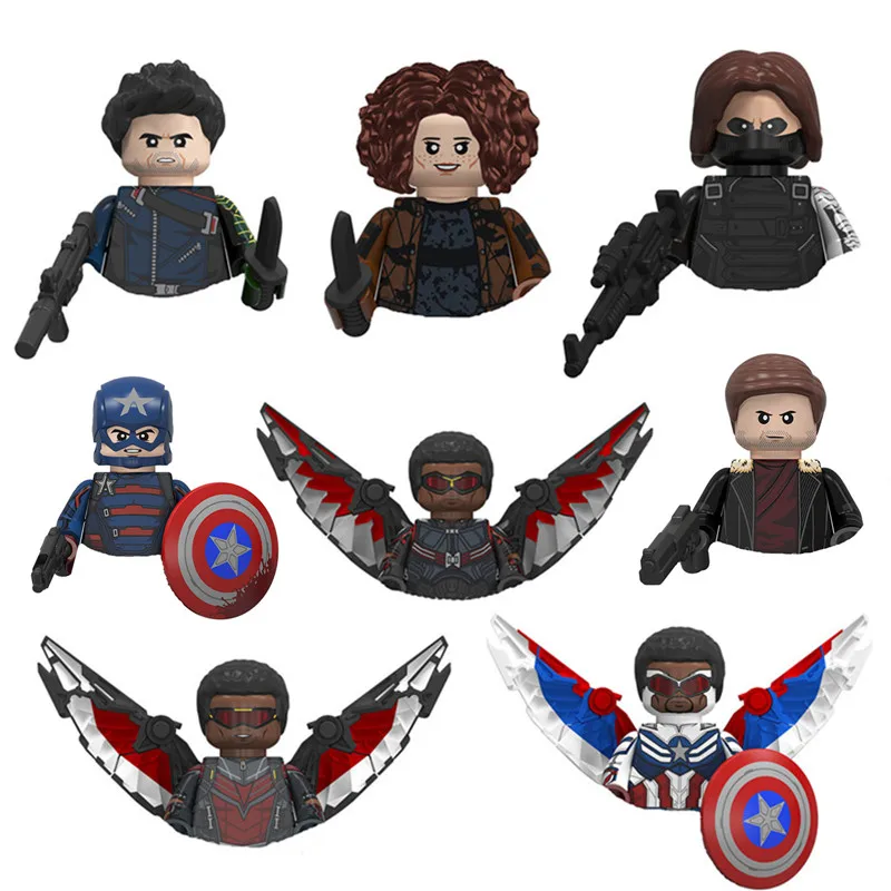Winter Soldier Captain America Falcon Karly Zemo Avengers Superhero 3D Character Model Building Blocks Assemblaggio Di Giocattoli Regalo