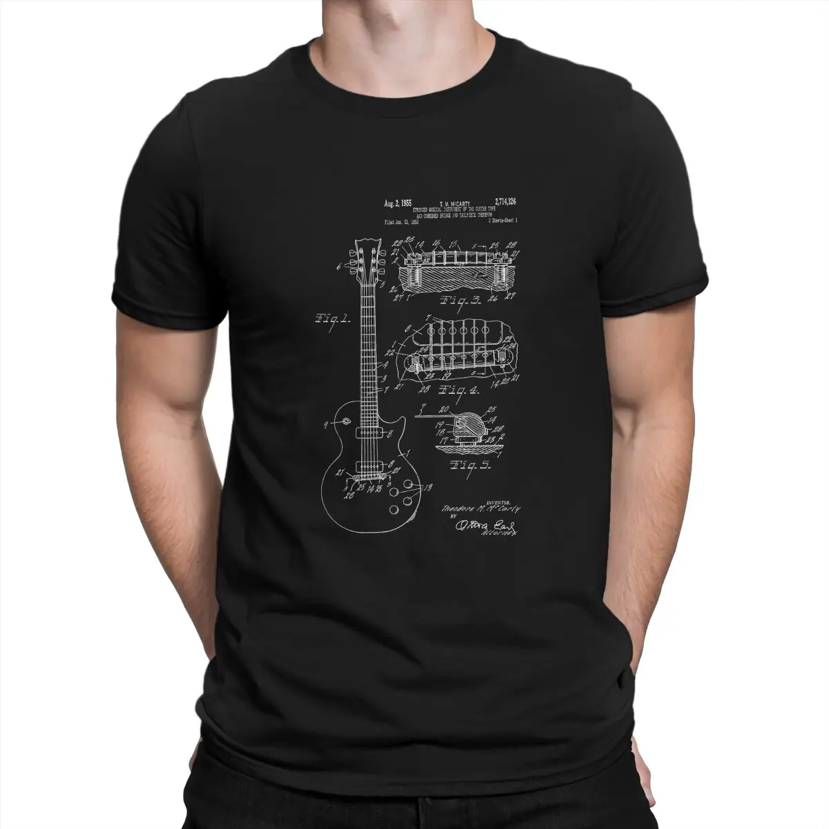 Bass Guitar Rock Music Man Tshirt Guitar Gibson Les Paul Patent White Classic Poliestere T Shirt Felpe Hipster