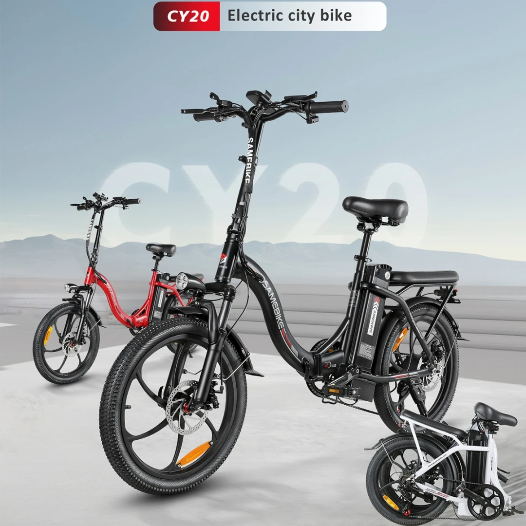 Samebike Cy20 Bicicletta Elettrica Pieghevole 350W 36V 12Ah Fat Ebike 32 Km/H 7 Marce City Bike Fat Ebike