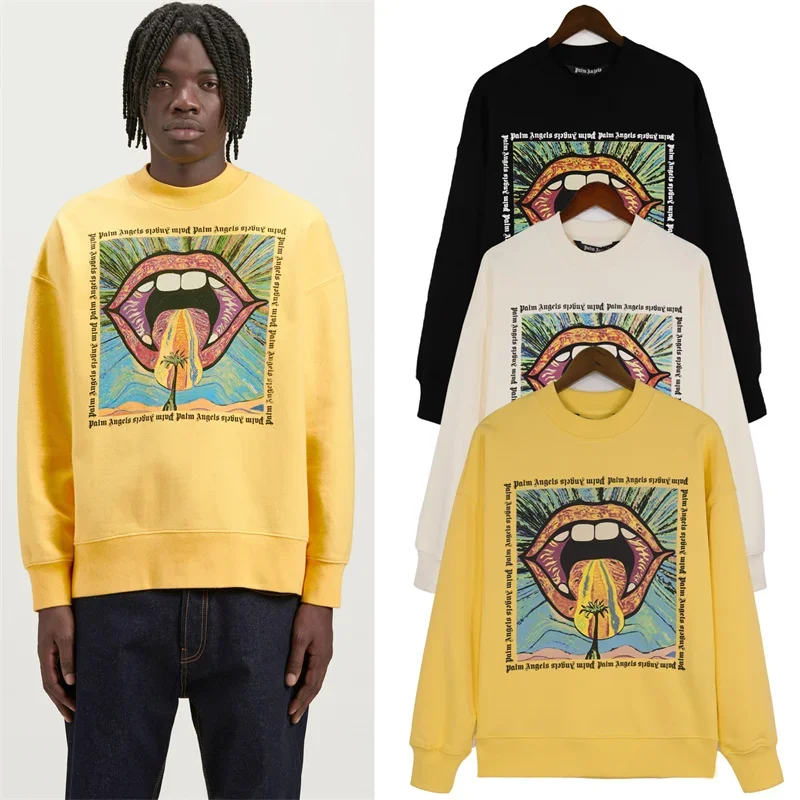 2024 Palm Angels Uomo Donna Amanti Moda Casual Lettera Logo Felpa Angels Streetwear Felpa Con Cappuccio Allentata Modello Squalo