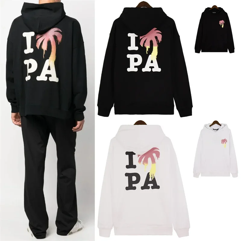 2024 Palm Angels Uomo Donna Amanti Moda Casual Lettera Logo Felpa Angels Streetwear Felpa Con Cappuccio Allentata Modello Squalo