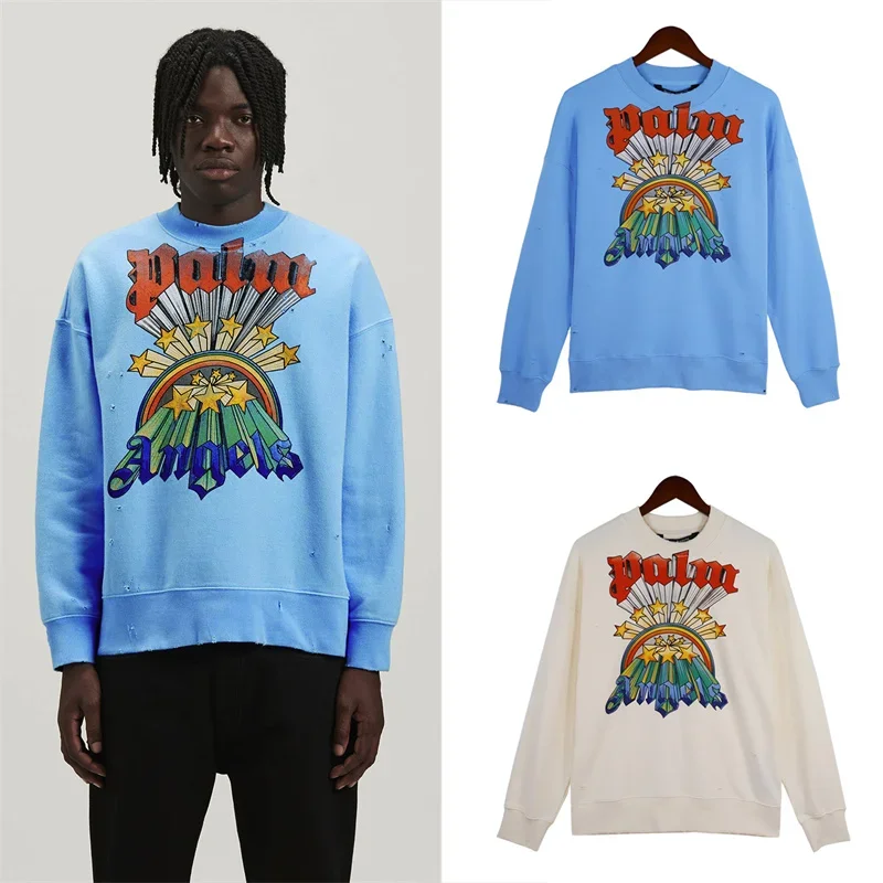 2024 Palm Angels Uomo Donna Amanti Moda Casual Lettera Logo Felpa Angels Streetwear Felpa Con Cappuccio Allentata Modello Squalo