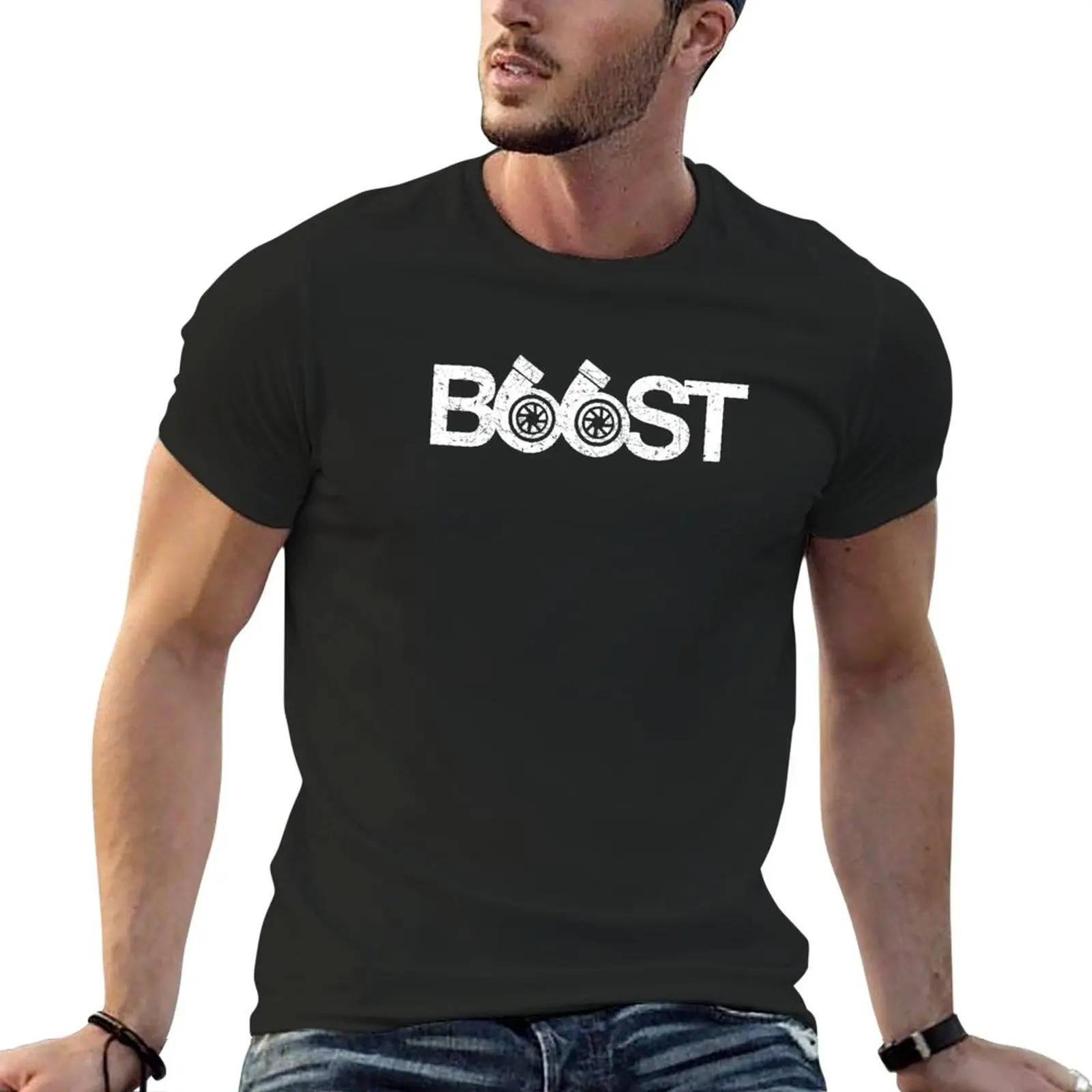 Nuovo Boost! T-Shirt T Shirt Uomo Manica Corta Tee Magliette Alte Da Uomo