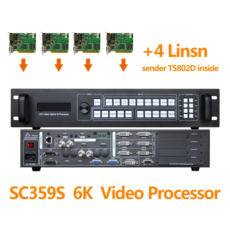 Tre Finestre Splicer Sc359S Sdi 6K Led Video Processor Per Display A Led Video Wall Support Lins Nov With Lins Ts802D Sender Card
