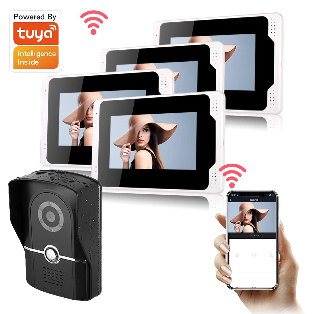 1080P Videocitofono Citofono Cameratuya Wireless Wifi Videocitofono Sistema, Kit Videocitofono Per Casa Villa Appartamento