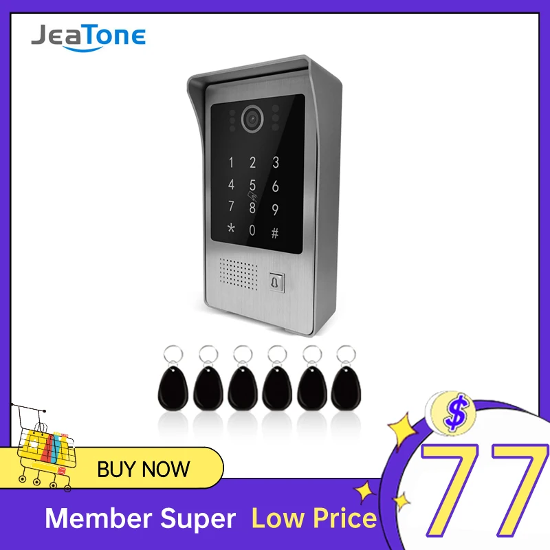 Jeatone Videocitofono 1080P Telecamera Esterna Impermeabile Campanello Con Ampia Vista, Supporto Sblocco Remoto (Funziona Con Il Citofono Jeatone)
