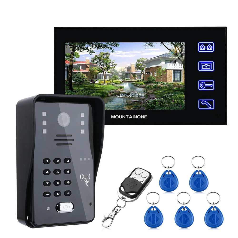 Rfid Password Ir-Cut 1000Tv Line Camera 7 Pollici Videocitofono Citofono Campanello Sistema Di Controllo Accessi Remoto Wireless