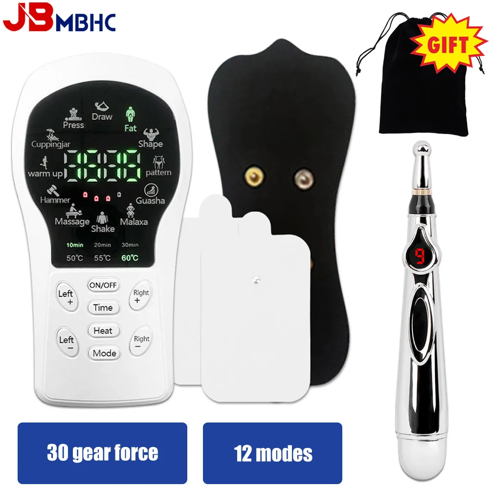 12-Mode Ems Stimolatore Muscolare 30Gear Tens Unit Pulse Therapy Machine Meridian Agopuntura Pen Meridian Energy Massage Pen