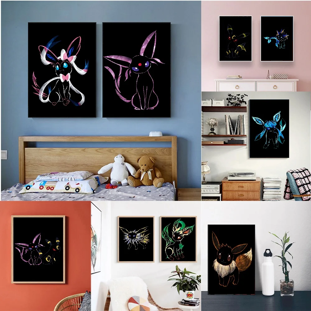 Anime Giapponesi Pokemon Abstract Eeveelutions Poster Eevee Umbreon Leafeon Canvas Painting Wall Art Prints Living Room Decor